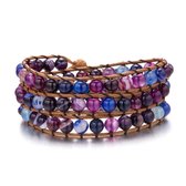Bracelet Sorprese - Night - bracelet femme - bracelet wrap - violet - cuir - cadeau - Modèle C