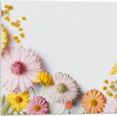 Acrylglas - Bloemen in Pastelkleuren tegen Witte Achtergrond - 50x50 cm Foto op Acrylglas (Met Ophangsysteem)