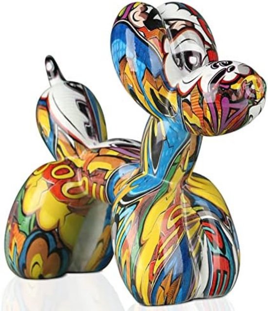orenm Ballon hond sculptuur hars schattig dier ambachten ballon hond vorm kunst standbeeld moderne desktop decoraties voor thuis slaapkamer woonkamer en kantoor decoratie 20 cm (lichtgroen