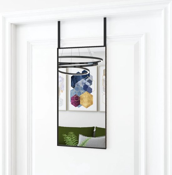 Deurspiegel 40x100 cm glas en aluminium zwart kopen
