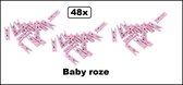 48x Mini houten knijpers baby roze - Geboorte Babyshower kaart knijpers foto knijpers