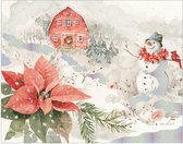 Kerst Wenskaart met envelop – Poinsettia Village – 10 stuks
