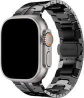 RVS Ultra Band Zwart - Geschikt voor Apple Watch 38mm - 40mm - 41mm - Luxe RVS metalen smartwatchband met vlindergesp - Voor iWatch Series 9/8/7/6/SE/5/4/3/2/1 kleine modellen