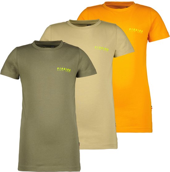 Vingino jongens 3-pack t-shirt Basic Multicolor Army Green - Maat 116