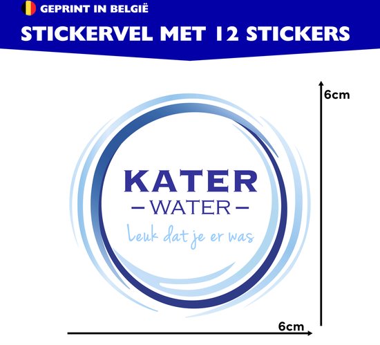 Sticker Trouw Katerwater 6cm | 60mm | Sticker | Etiket | Per 12 | Kater water | Feest ...