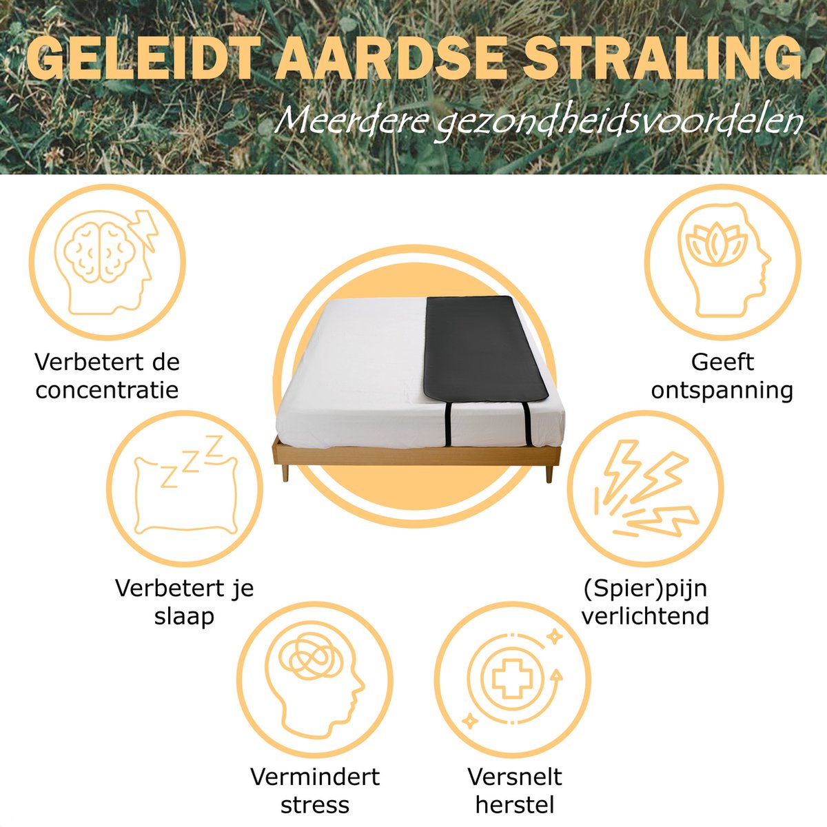 Grondbedlaken Voor Beter Slapen Aardingsmat Voor Bed - 25x68cm - Verbeter Je Slaap En Gezondheid! Geleidende PU Mat