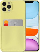 Smartphonica iPhone 11 Pro Max siliconen hoesje met pashouder en zachte binnenkant - Geel / Back Cover geschikt voor Apple iPhone 11 Pro Max