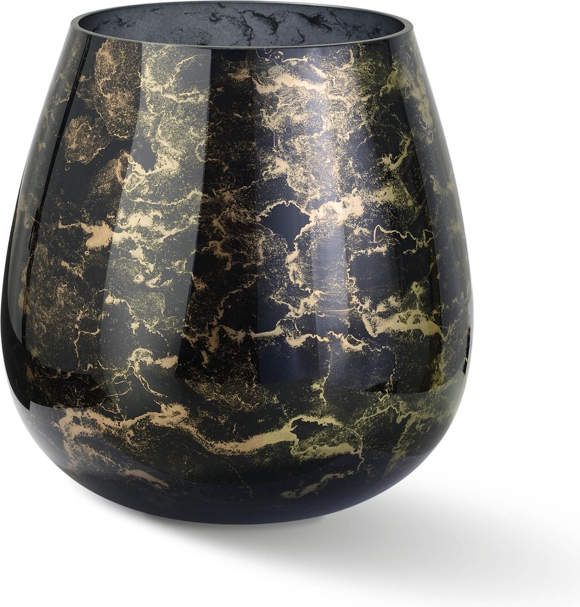 Terroso - Vaas Zwart, Glas Marmer, Elegante, Hoogte 25 cm
