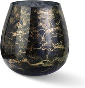 Terroso - Vaas Zwart, Glas Marmer, Elegante, Hoogte 25 cm