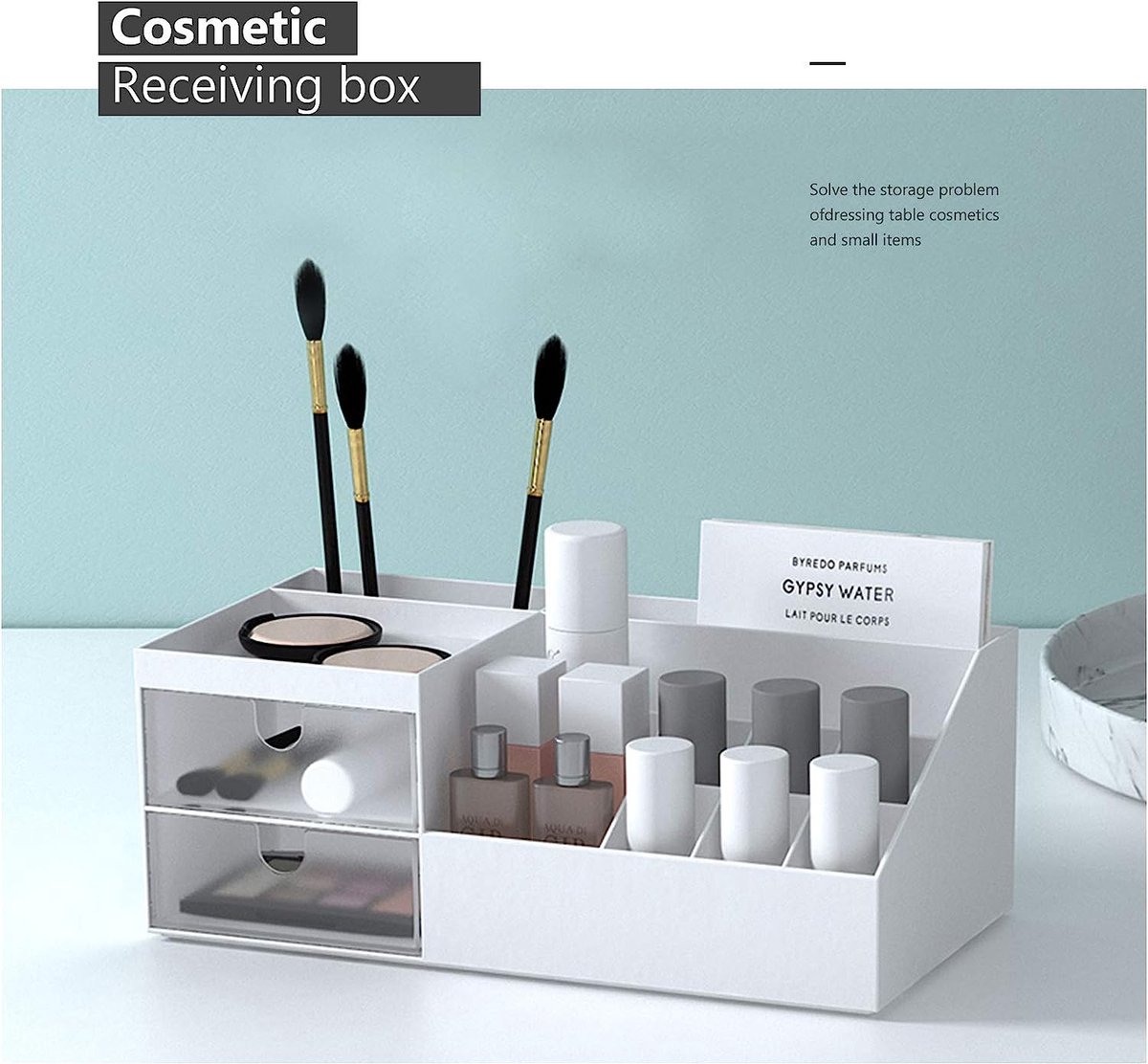 Organiseur / Rangement Maquillage Tiroir en Plastique pour Cosmétiques pour  Salle de Bain/ Bureau Boîte de rangement (Bleu )