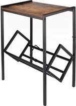 Système de stockage LP - Zwart avec bois - LP Cabinet - LP Holder - Table de chevet - Table d'appoint sur roulettes - LP Storage Rack