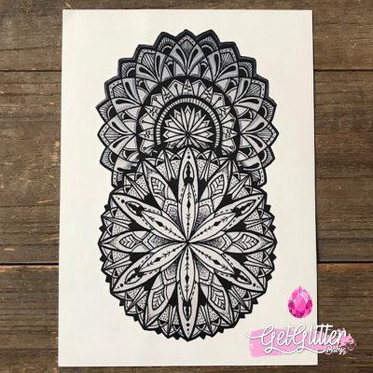 GetGlitterBaby® - Tijdelijke Tattoos / Tijdelijke Henna Festival Plak Tattoes / Nep Tatoeage voor Volwassenen / Fake Temporary Tattoo Sticker - 2 Mandala's