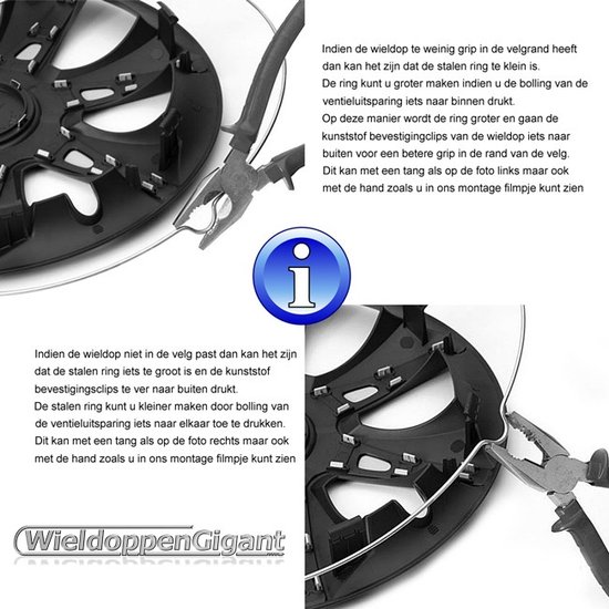GoodGo Wieldoppen COSMO-BK 16 inch glanzend zwart. Set a 4 stuks (CONTROLEER UW BANDENMAAT en lees a.u.b. de onderstaande, uitgebreide tekst!)