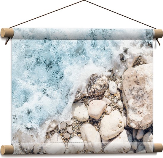 Textielposter - Zee - Strand - Stenen - Water - 40x30 cm Foto op Textiel