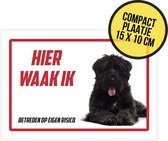 Waakbordje/ ultra dun plaatje | "Hier waak ik" | Bouvier | 15 x 10 cm | Bouvier des Flandres | Vlaamse Koehond | Hond | Dog | Gevaarlijke hond | Afschrikmiddel | Deurbordje | 1 stuk