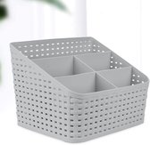 Cosmetische opbergmand, organizer, rotan opberghouder met 5 vakken, kunststof make-up, opbergruimte, desktop-organizer, cosmetica, multi-grid opbergdoos voor bureau en kantoor