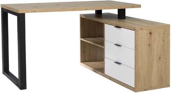 Hoekbureau - Maro II - Planken - Lade - Wit - Artisan - 135 cm