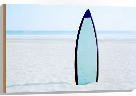 Hout - Zee - Strand - Zand - Surfen - Surfplank - Hobby - 90x60 cm - 9 mm dik - Foto op Hout (Met Ophangsysteem)