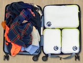 Compressie Verpakking Kubussen Set, Ultralight Uitbreidbare Reisverpakking Organisatoren voor Carry on Bagage (Wit 3pcs)