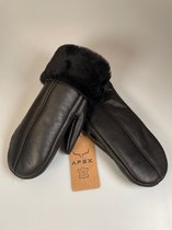 Dames Handschoenen- Leren Handschoenen - Premium kwaliteit %100 Schapenleer - Winter - Extra warm -Zwart- Maat XL