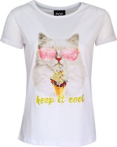 Verysimple • wit t-shirt met coole kat • maat S (IT42)