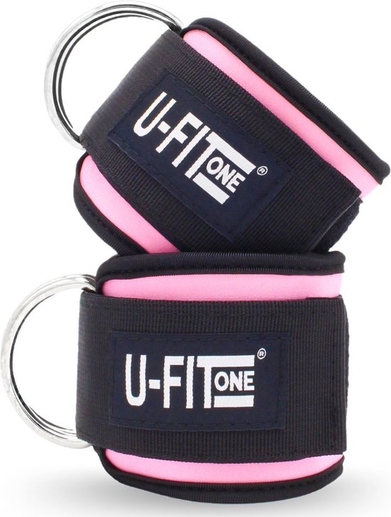 U Fit One 2 Stuks Ankle Strap Fitness met Draagtas - Roze Enkelband - Ankle Cuff Strap - Enkel straps - Gewichten - Billen trainer - Billen lift - Heup trainer - U Fit One