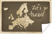 Poster - Wereldkaart - Bruin - Vintage - Quotes - Fotoposter - Muurposter - Woonkamer decoratie - 90x60 cm - Muurposters slaapkamer - Kamer decoratie - Muurdecoratie - Wanddecoratie