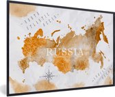 Fotolijst incl. Poster - Rusland - Wereldkaart - Goud - 60x40 cm - Posterlijst