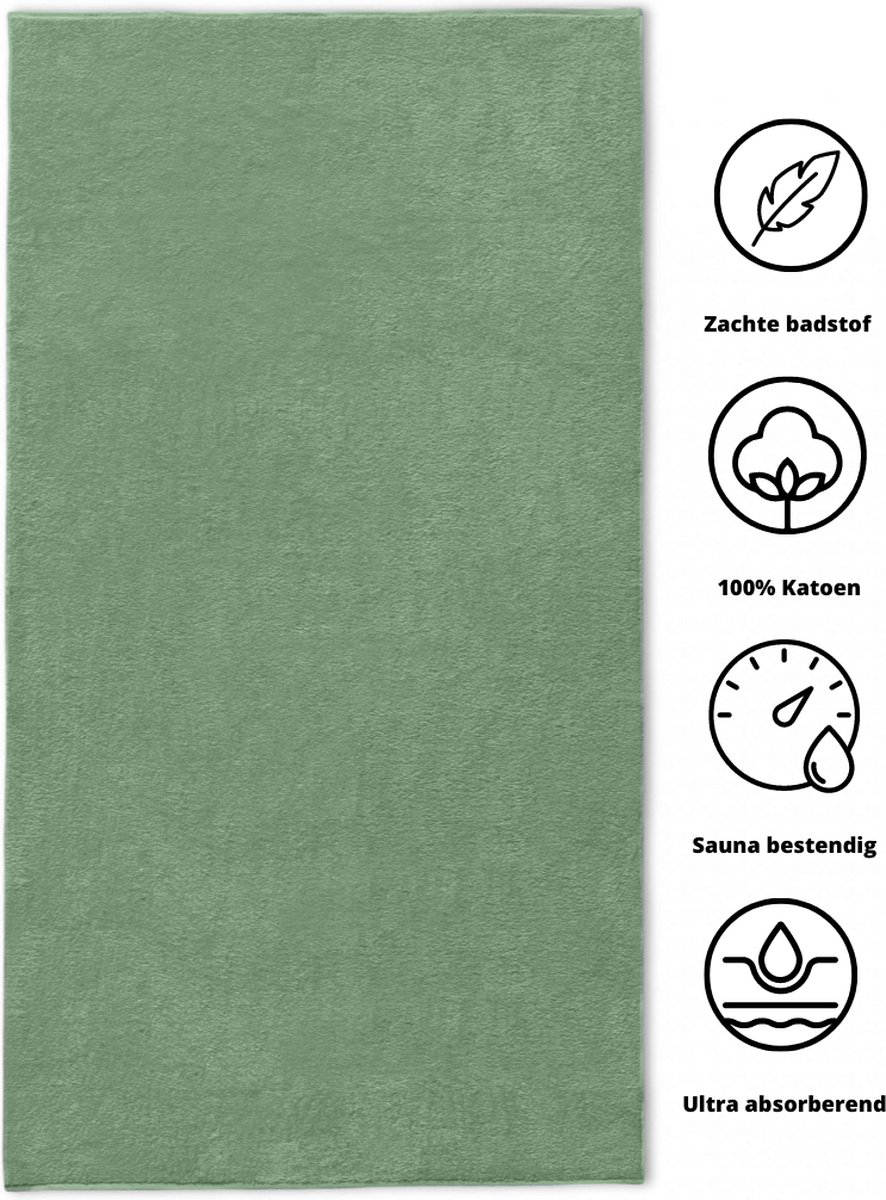 Funnies Strandlaken XL | Stone Green | 100 x 200cm | 500 gram/m2 | Saunalaken