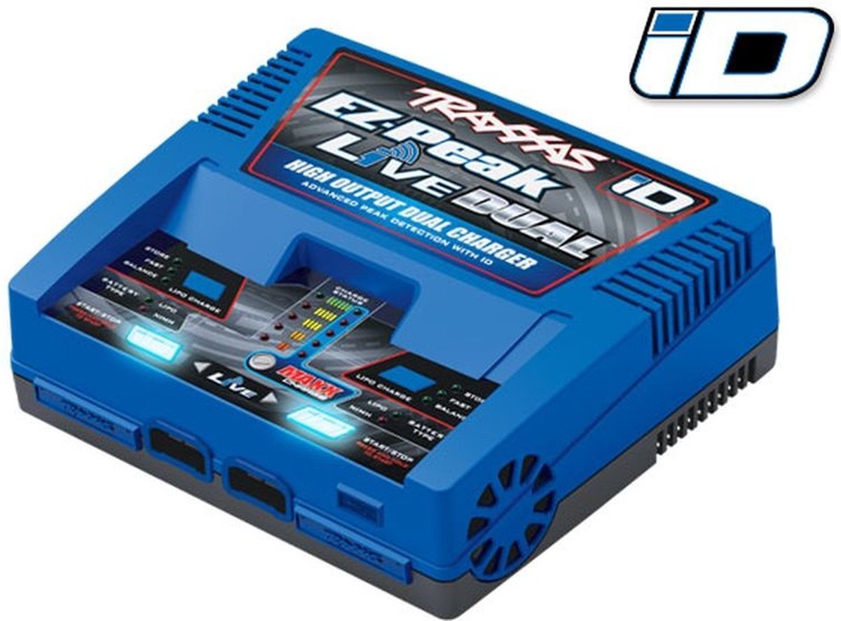 Traxxas EZ-Peak Live Dual Modelbouwoplader 26 A Li-poly, NiMH Minus-delta-U-uitschakeling, Batterijherkenning, Temperatuurbewaking