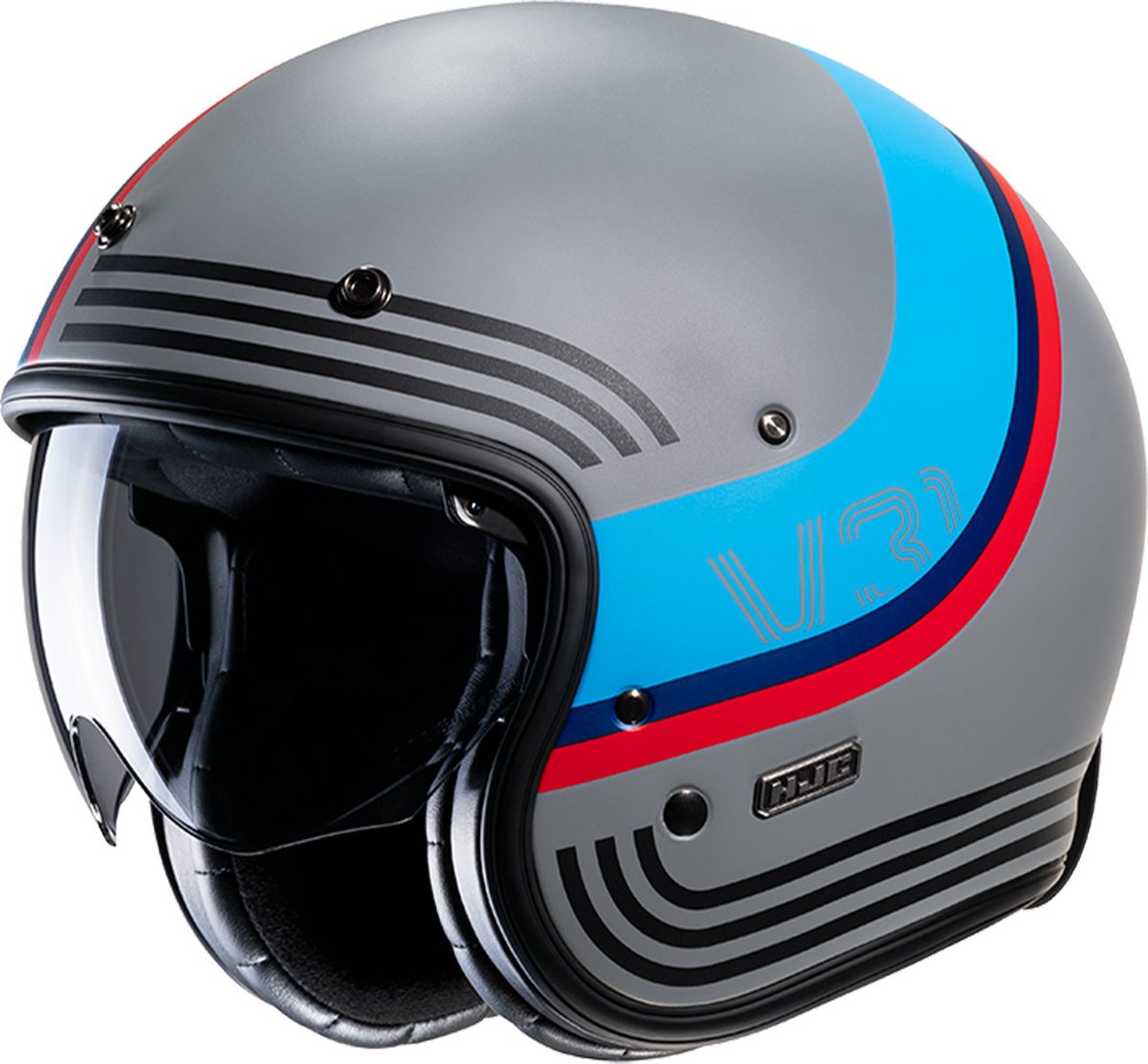 Hjc V31 Byron Grey Blue Mc21Sf Open Face Helmets S - Maat S - Helm