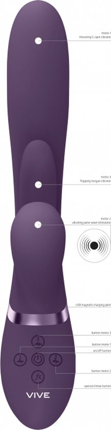 Shots VIVE Suki Vibrating Strapless Strap-on Rabbit Purple