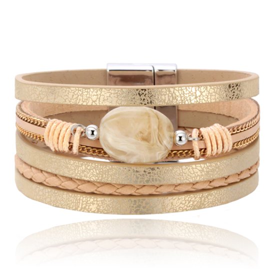 Layered Armband Vintage met Steen - Champagne