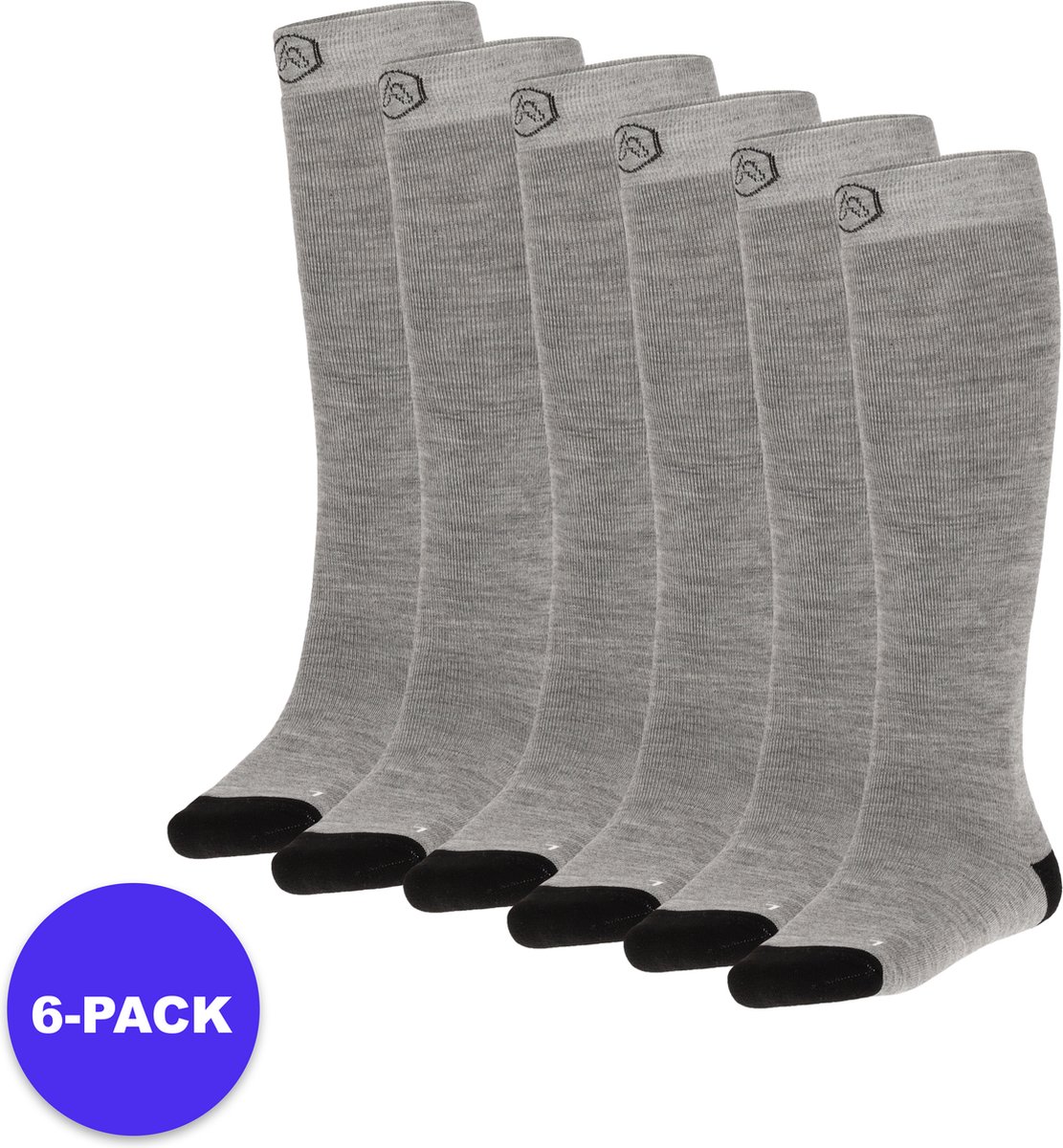 Apollo Sports Skisokken Unisex Badstof zool – 46/48 6-Pack Voordeelpakket Grijs