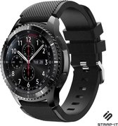 Strap-it Siliconen smartwatch bandje - geschikt voor Samsung Galaxy Watch 1 46mm / Galaxy Watch 3 45mm / Gear S3 Classic & Frontier - zwart