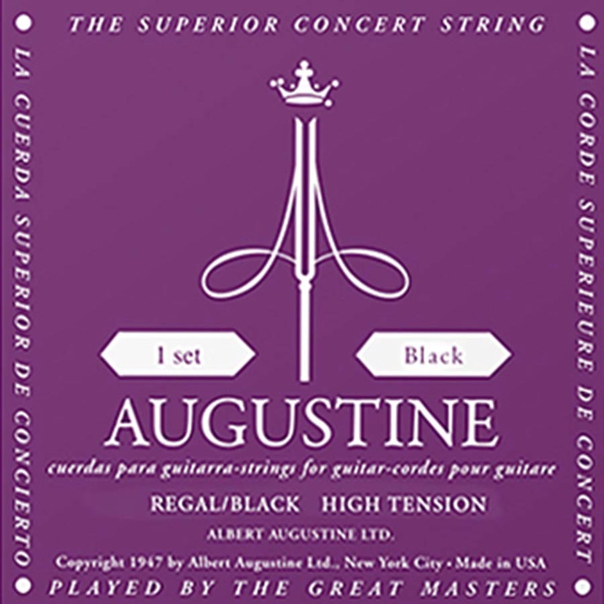 Augustine AU-REBK Black snaren set classic, high tension trebles & light tension basses
