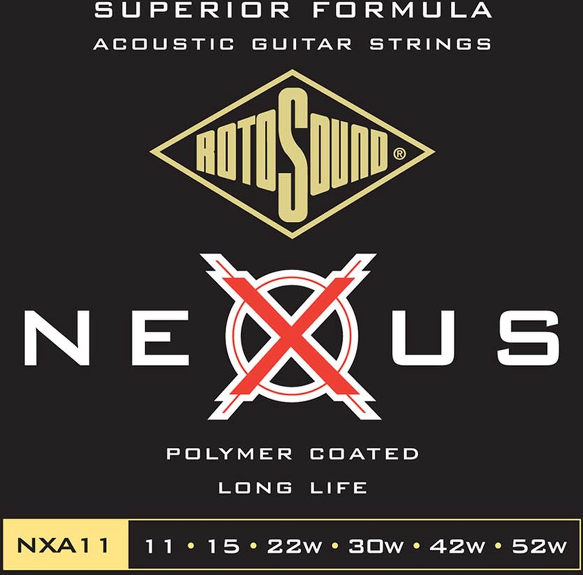 Rotosound NXA11 snaren set acoustic coated phosphor bronze 11-52, light