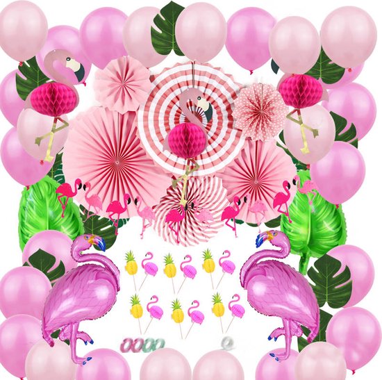 Relatief passie kam Joya Party® 72 Stuks Tropische Flamingo Zomer Feest Versiering | Roze  Ballonnen... | bol.com