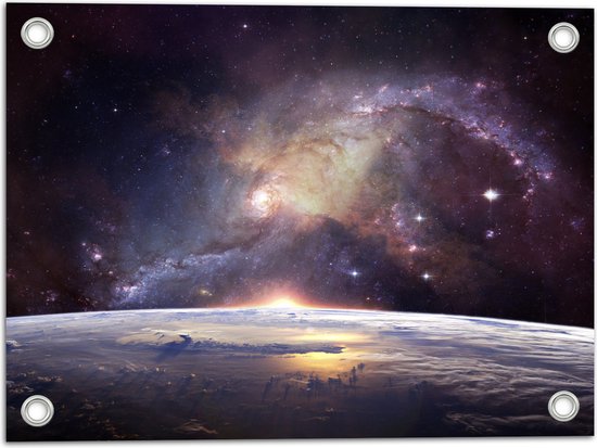 Tuinposter – Galaxy Lucht vanaf Planeet - 40x30 cm Foto op Tuinposter (wanddecoratie voor buiten en binnen)