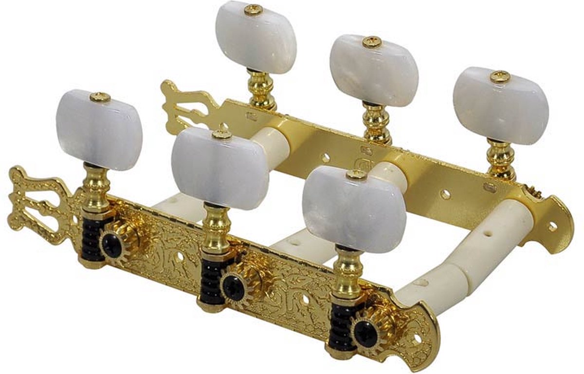 Salvador Cortez MH093GK-A1W Originele Vervangingsset Machine Heads 3L3R, Goud met Parelmoer Knoppen voor Model 70
