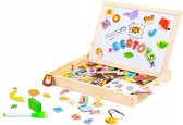 Plateau de jeu magnétique double face Ecotoys 2 en 1 - 176 pièces avec accessoires - Puzzle en bois pour enfants - Apprendre par le jeu - Jouets éducatifs