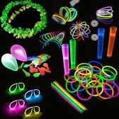 460 pièces XL Glow package "Party @ Home" | Gadgets lumineux mixtes | Breaklights | Ballons UV |chapeaux au néon| lumières de rupture de lueur | Bretelles fluo | Soirée Glow