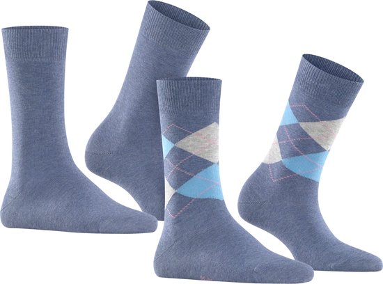 Burlington Everyday 2-Pack gedessineerd katoen multipack sokken dames blauw - maat 36-41