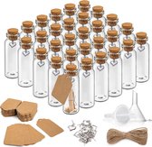 Mini bouteilles en verre 30 x 40 ml Mini tube à essai de bouteille de mariage avec étiquette de bouteilles en liège pendentif coeur entonnoir ficelle de toile de jute pour épices, herbes, sable