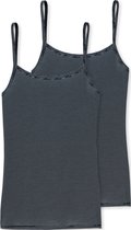 SCHIESSER Modal Essentials singlet (2-pack) - dames hemd met spaghettibandjes nachtblauw - Maat: 46
