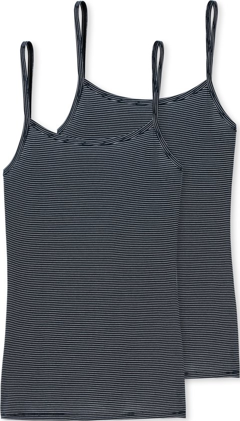 SCHIESSER Modal Essentials singlet (2-pack) - dames hemd met spaghettibandjes nachtblauw - Maat: