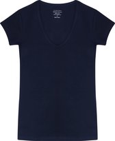 Claesen's dames Basics T-shirt (1-pack) - V-hals T-shirt korte mouw - blauw - Maat: S