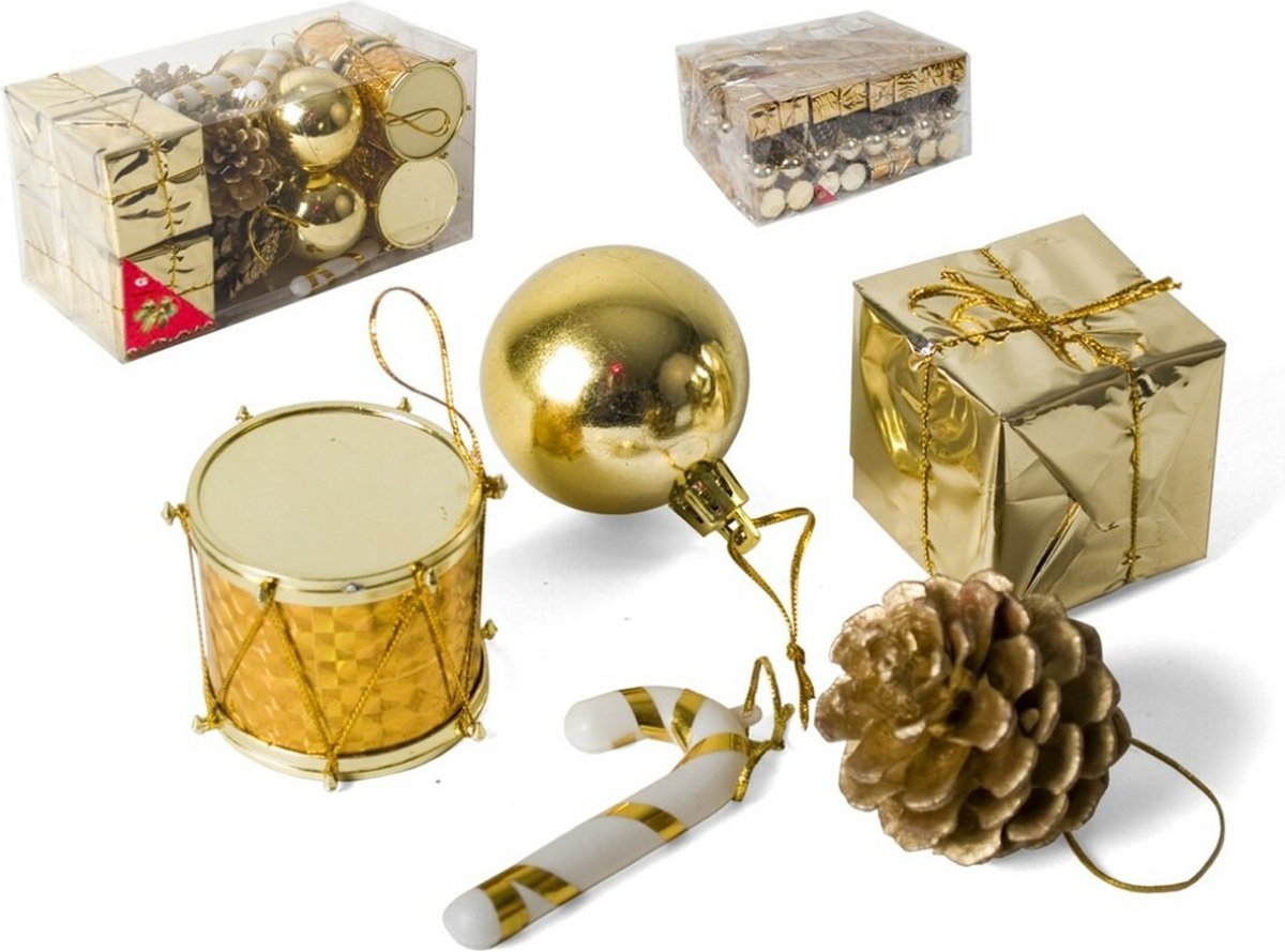 Gerimport Kleine kersthangers - 20x st - goud - 5 cm - kunststof - kerstornamenten Goudkleurig