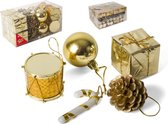 Kleine kersthangers - 20x st - goud - 5 cm - kunststof - kerstornamenten