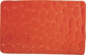 MSV Badkamerkleedje/badmat tapijt - kiezel motief - vloermat - oranje - 50 x 80 cm - laagpolig
